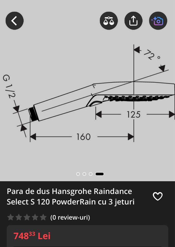 Para de dus Hansgrohe Raindance Select S120 plus furtun