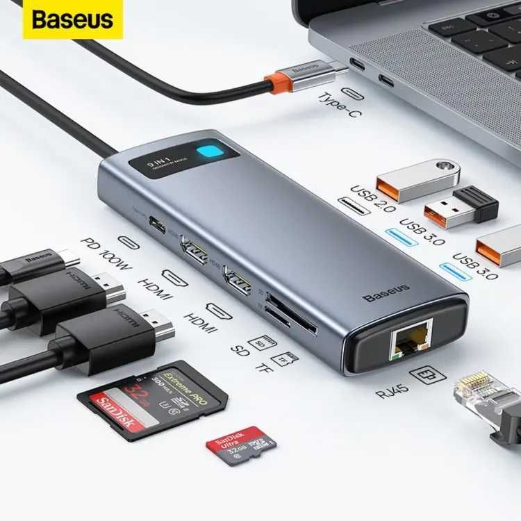 Концентратор Baseus USB C 8in1 PD 4K HDMI Адаптер хаб Hub Adapter