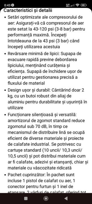 pistol pneumatic profesional aplicare/etansare rapida