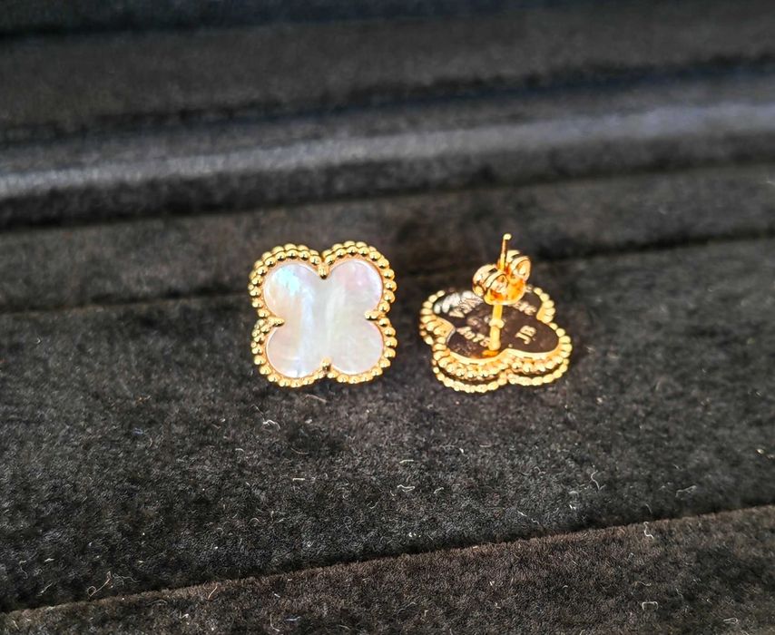 Розови обеци с черен оникс - Van Cleef & Arpels VCA Vintage Alhambra