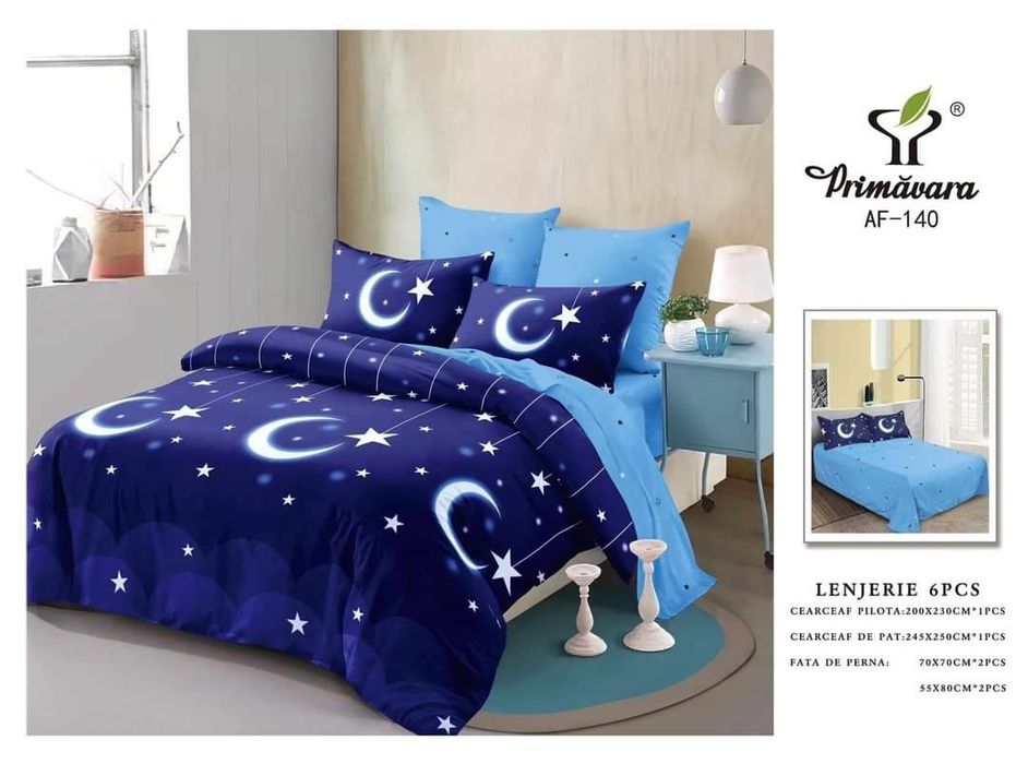 Lenjerie pat finet 6 piese+ pilota 200x230 cm + 2 perne 50x70cm 
Tot