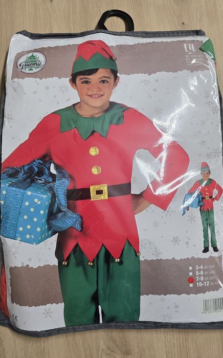 Costum Elf Rosu cu Verde ,varsta 7-9 ani