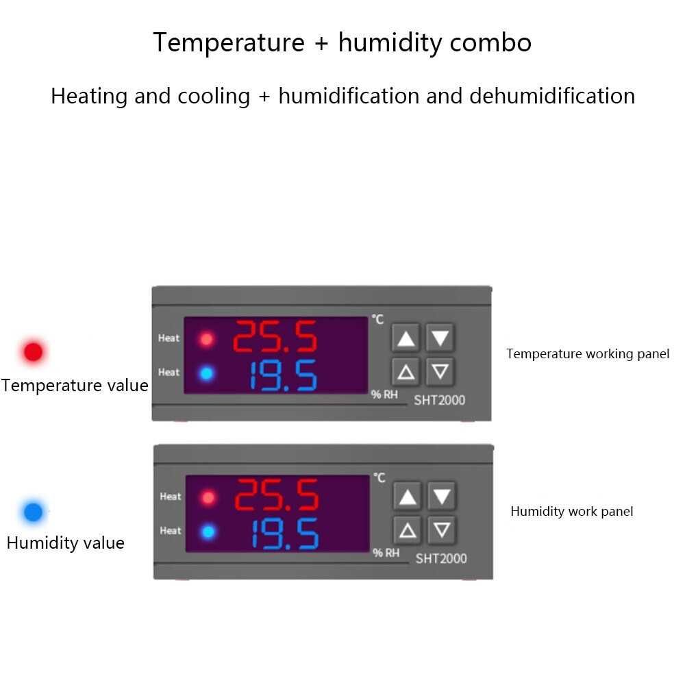 SHT-2000 Контролер за температура и влага терморегулатор на 220V 10A