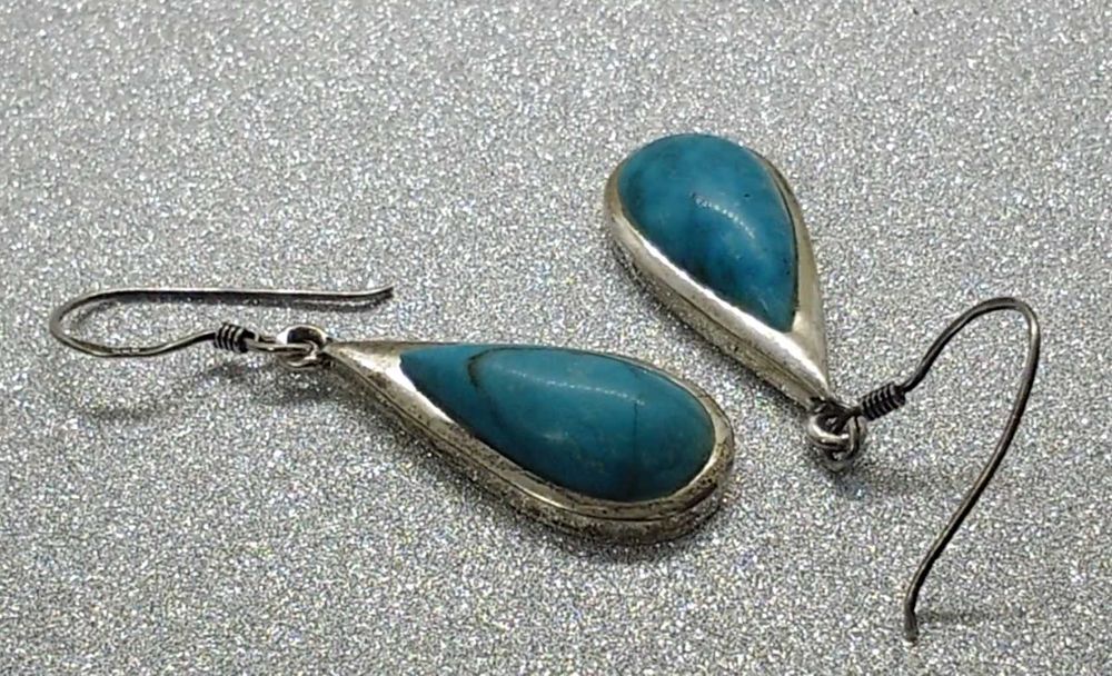 Cercei argint cu howlit albastru – model picătură