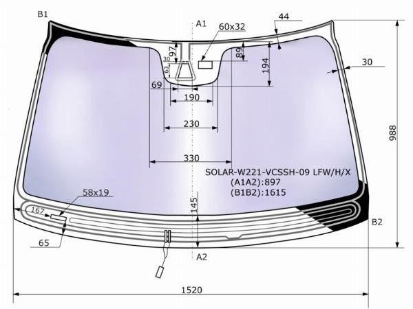 Стекло лобовое Mercedes-benz S 250