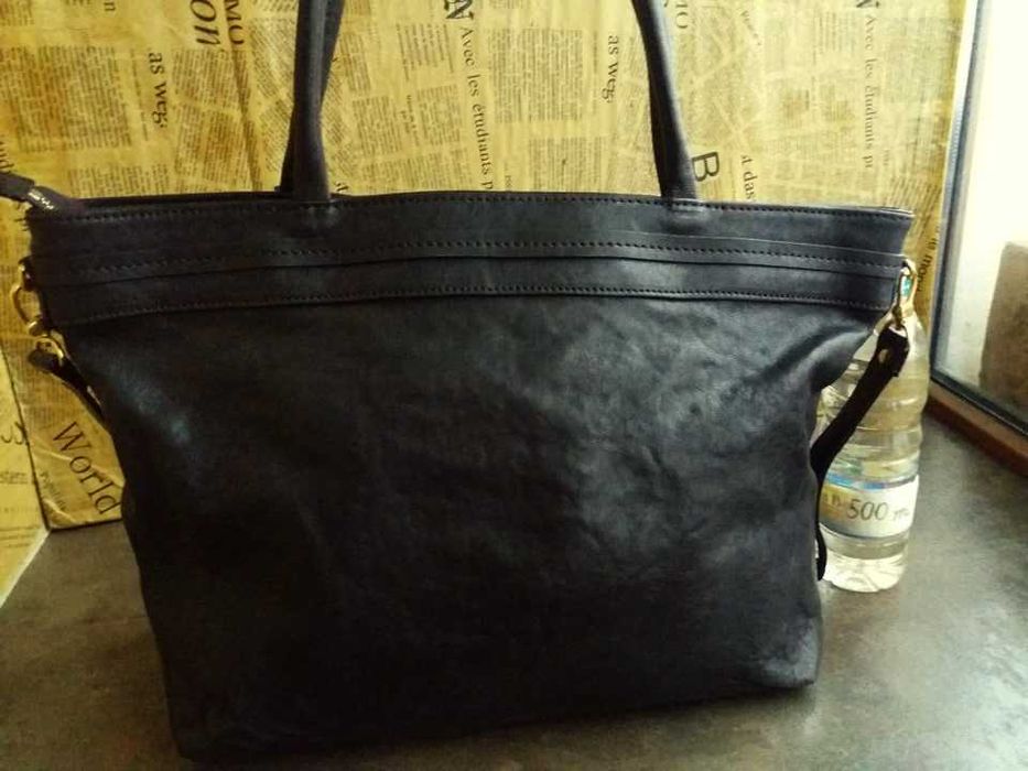 дамска кожена чанта,тъмно кафява естествена кожа