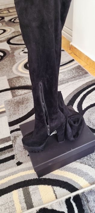 Cizme înalte material catifea