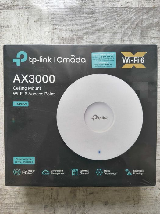 Access point TP-LINK Gigabit EAP653 Dual-Band WiFi 6 AX3000. Sigilat!