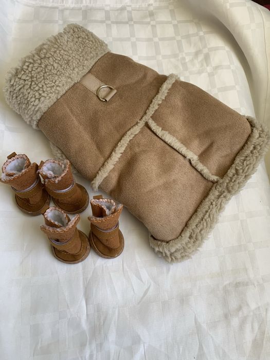 Комплект топъл елек и ботушки за кучета