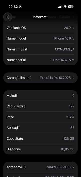 Vand Iphone 16 Pro 128GB Natural