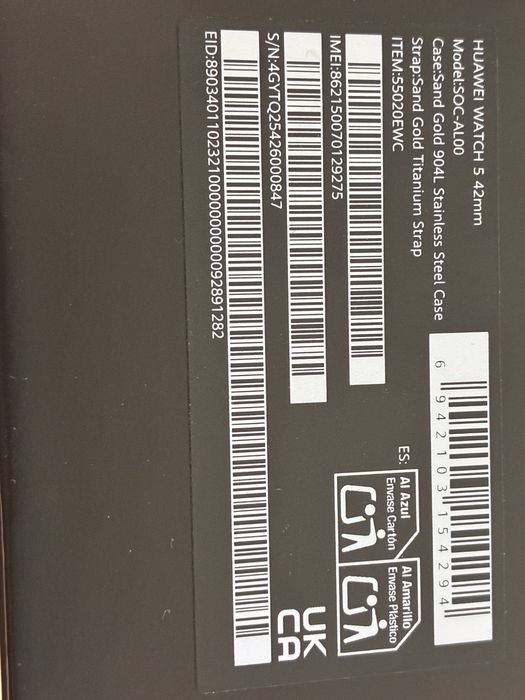 КАТО НОВ 42mm Huawei Watch 5 OZONE Гаранция 2027 Gold Titanium