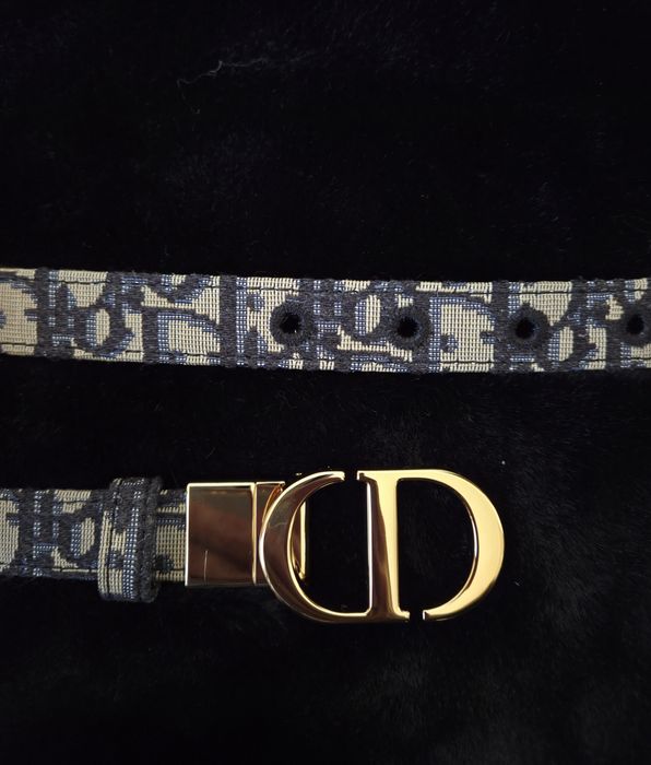 Dior 30 Montaigne Reversible Belt Blue Smooth Calfskin and Oblique