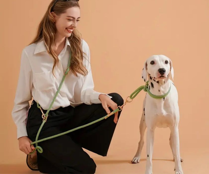 Каишка с нашийник за кучета с меко въже S 38-40cm