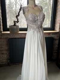 Сватбена стилна бяла дизайнер рокля