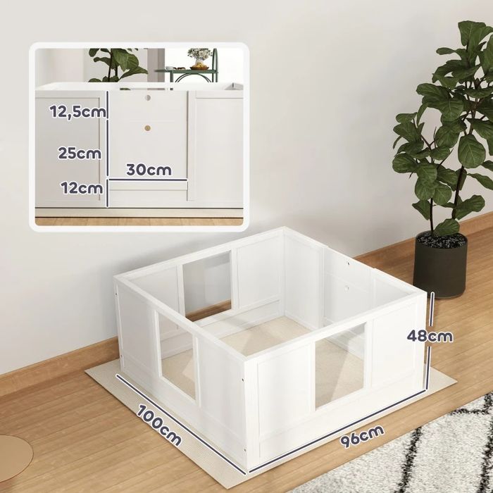 Дървена кутия с ПВЦ прозорци за новородени кученца с регулируем вход