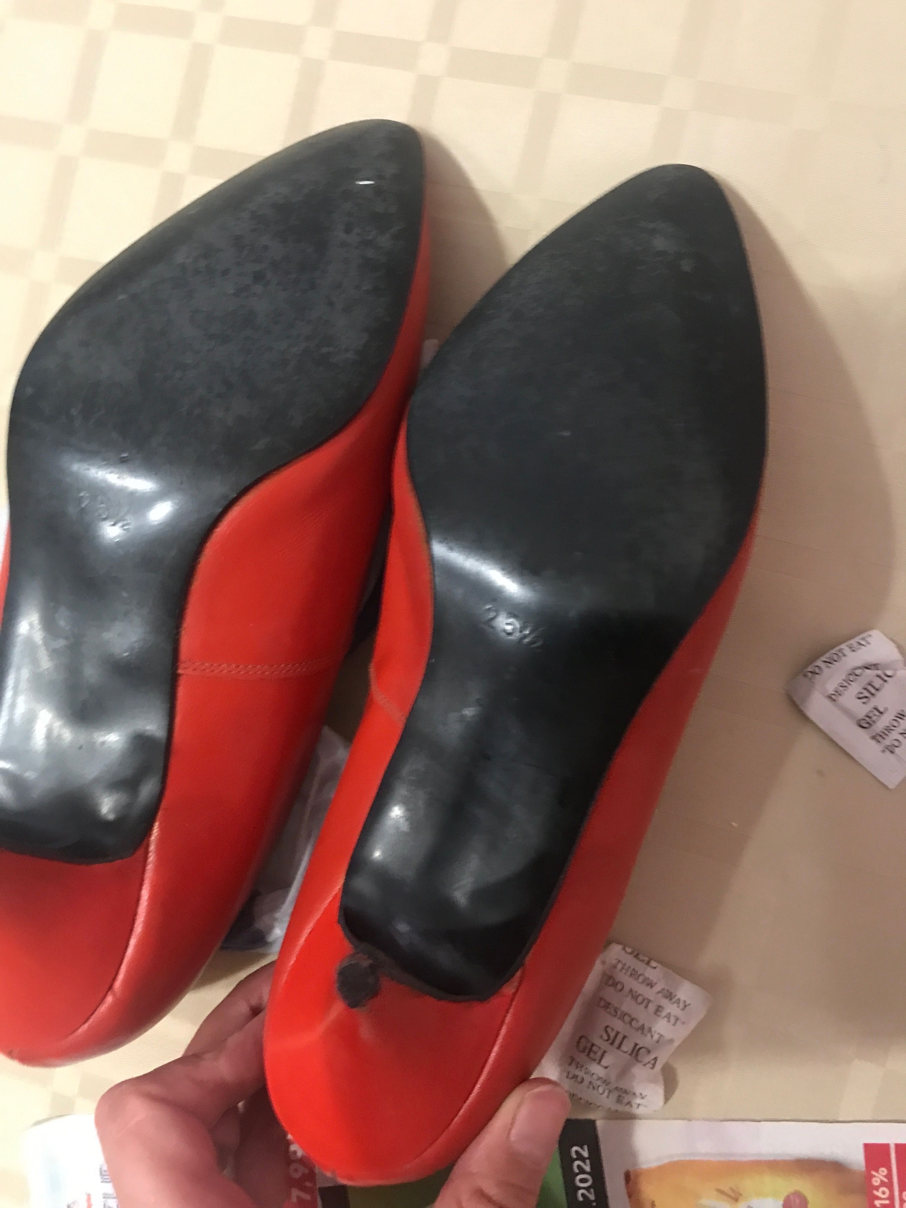 Дамски кожени червени обувки