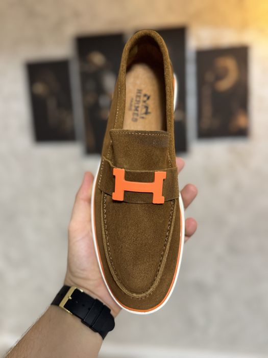 Espadrile/Mocasini Barbati H E R M E S Brown Din Piele!