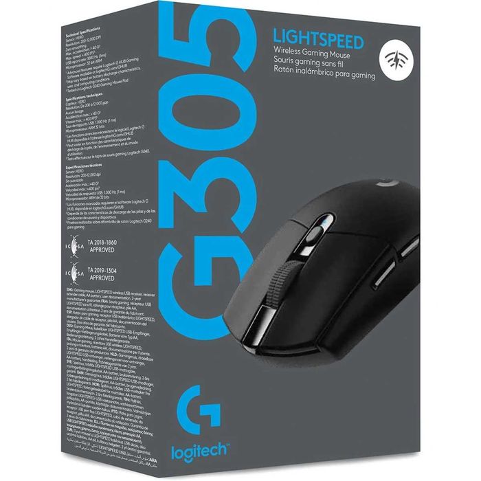 Logitech, G305, Wireless, Lightspeed, 200 - 12000 dpi, Черен/Бял