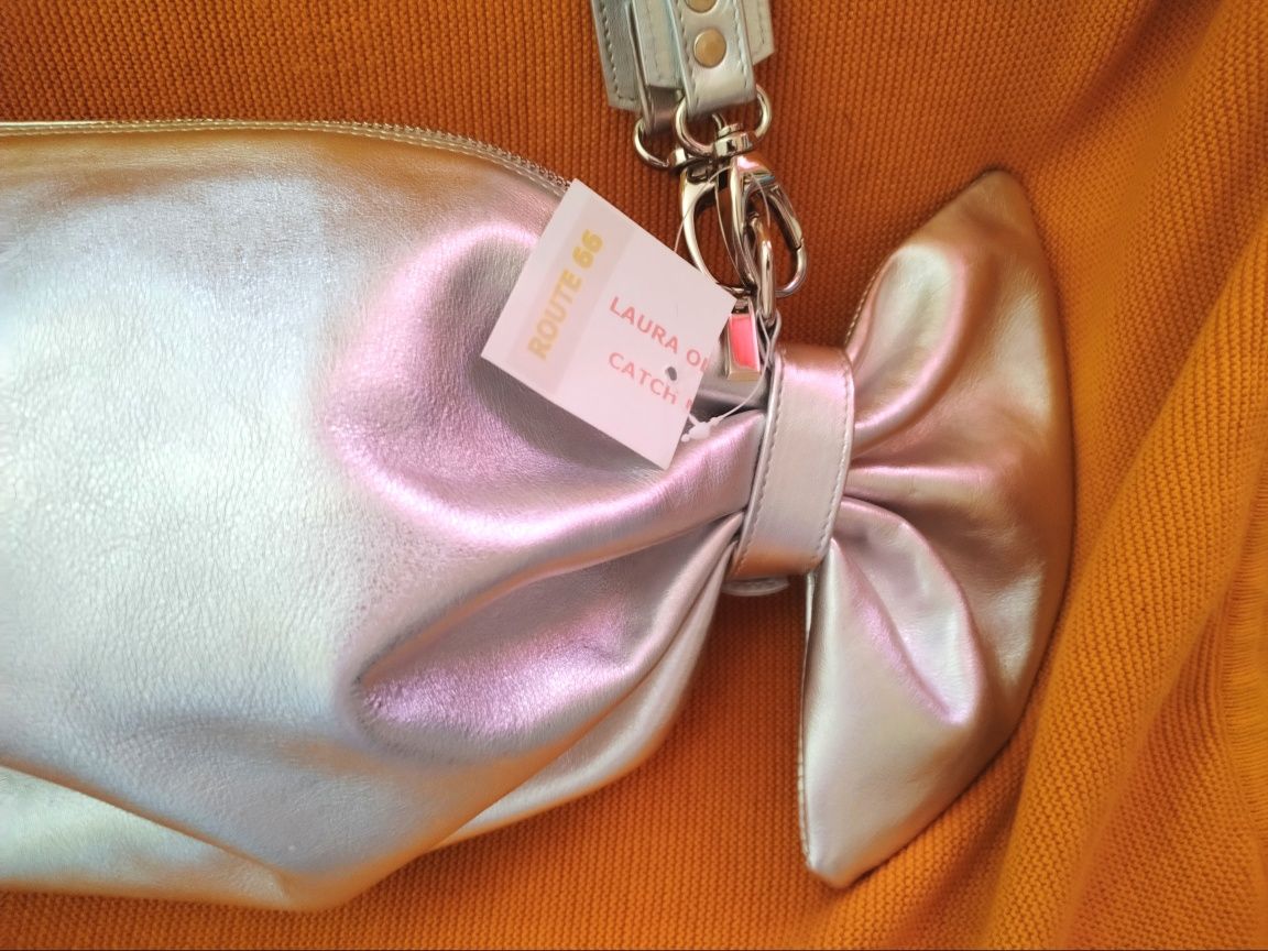 Geanta "Candy" din piele argintie