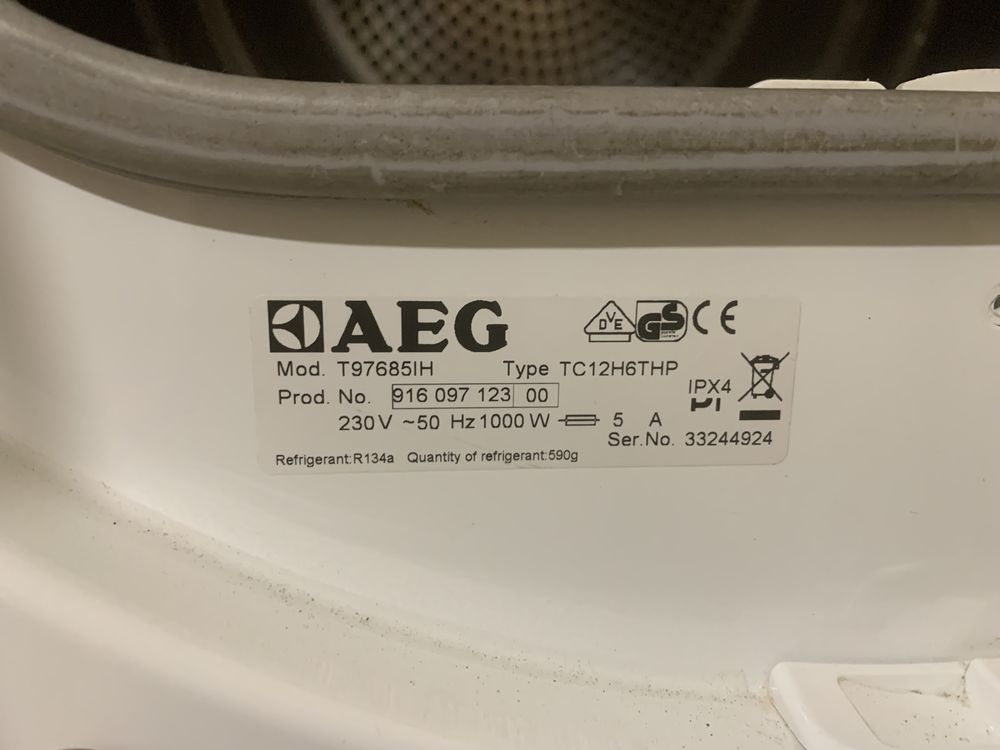 Сушилня с термо помпа AEG MOD T97685IH на части