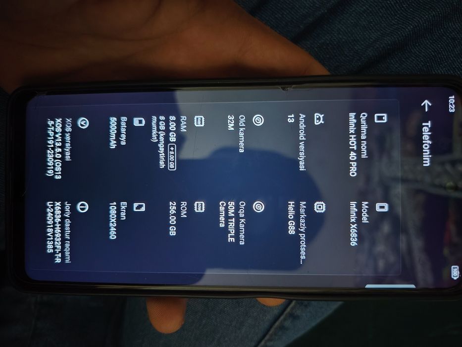 INFINIX HOT 40 sotilafi karopka bor 8+8  256 gb