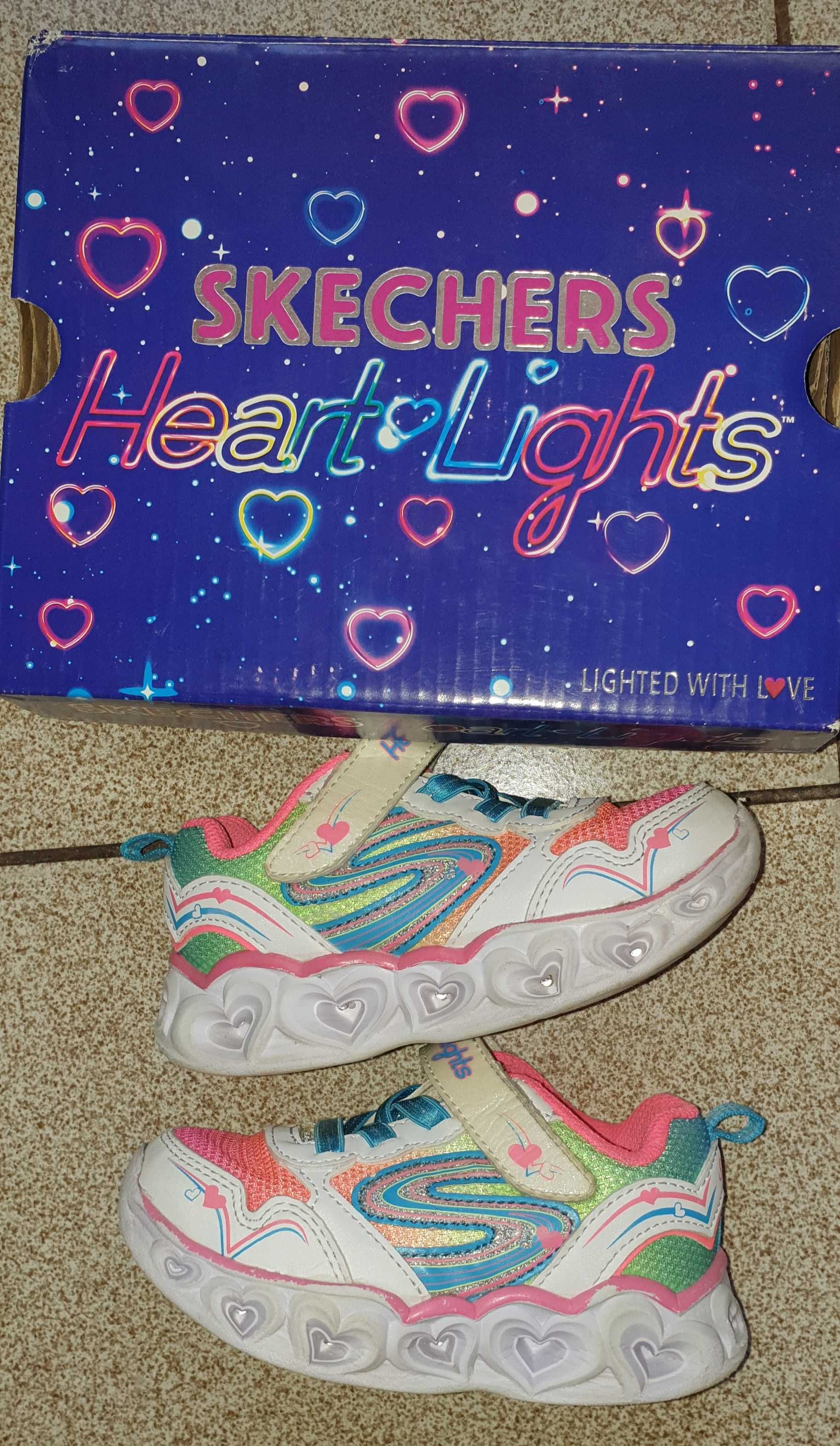 Skechers adidasi Pantofi sport cu velcro  Heart Lights, fetita 23 EU