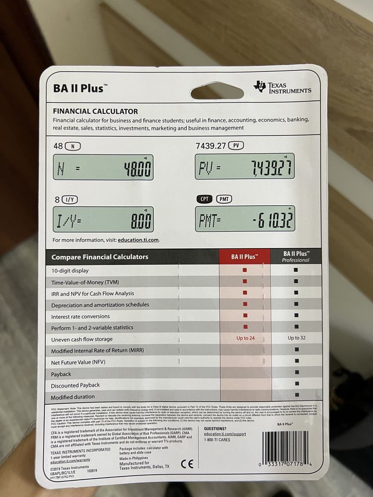 Texas Instruments BA II Plus финансовый калькулятор. Доставка по РК.