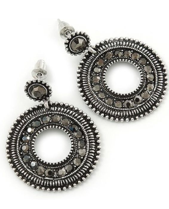 Cercei rotunzi din gablont cu pietre