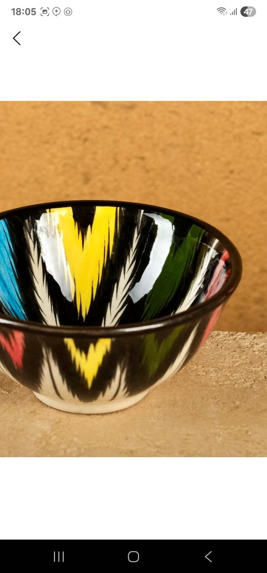 Чайный сервиз из Риштана . Ручная керамическая посуда Сердце восток
