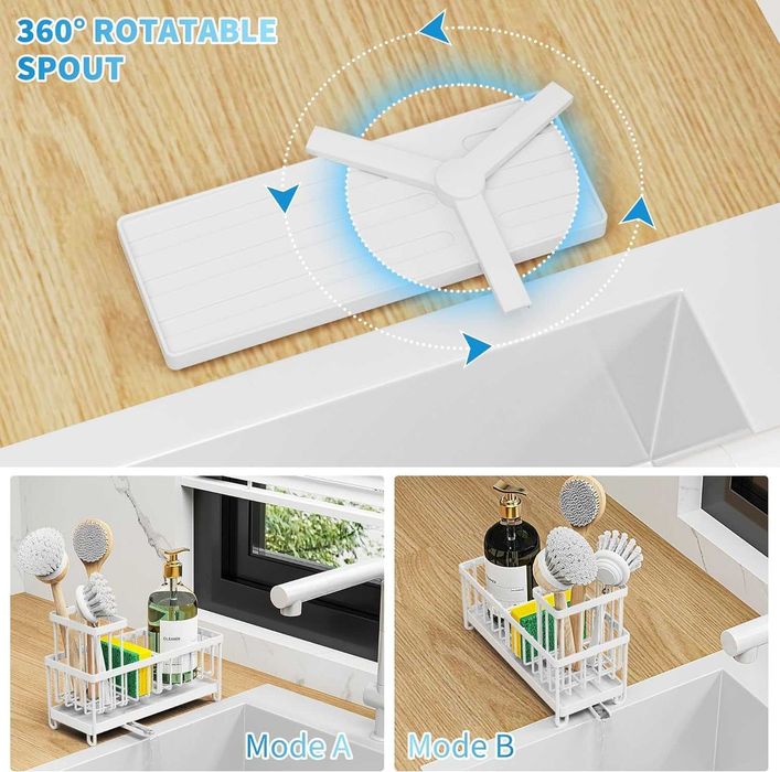 НОВ! Органайзер за кухненска мивка, въртящ се дизайн, неръждаема стома