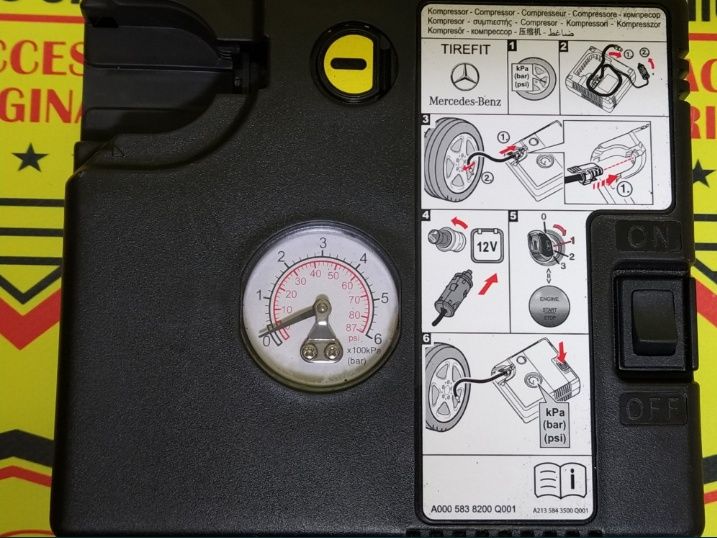 Compresor auto umflat roti kit pana original Mercedes 180w Neutilizat