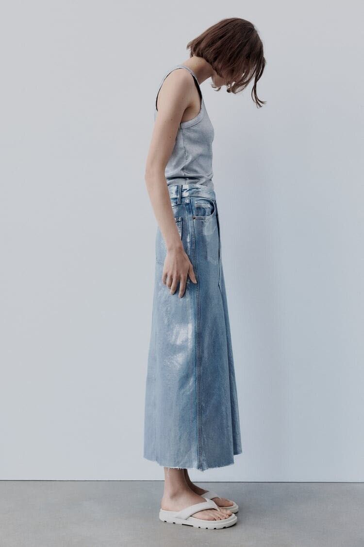 Сребриста дънкова пола Zara
