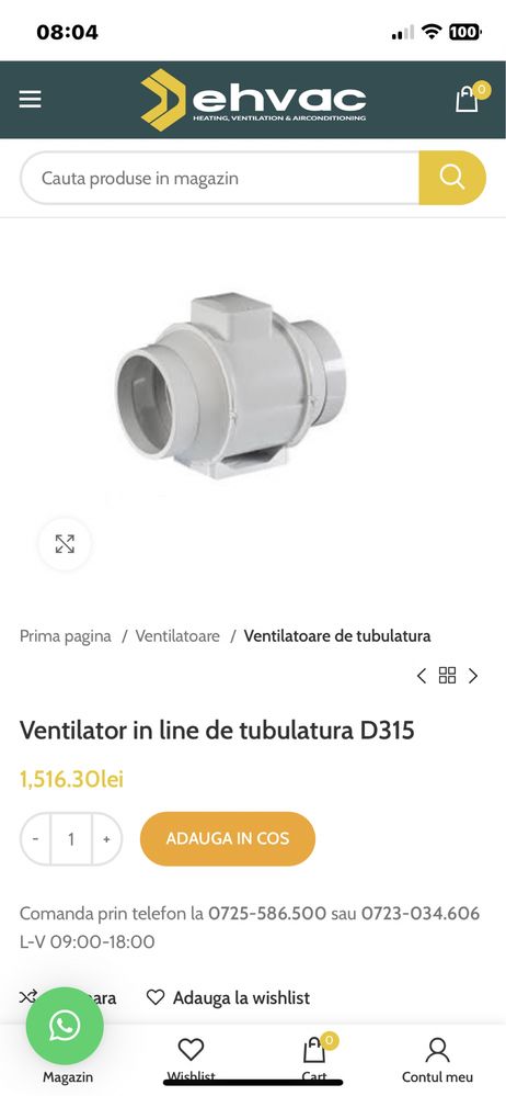 Ventilator diametru 315 mm