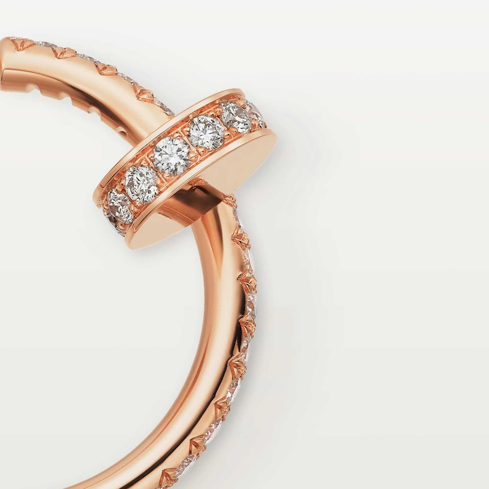 CARTIER Nail Juste un Clou Hoop Rose Gold Diamonds Дамски Обеци Пирон