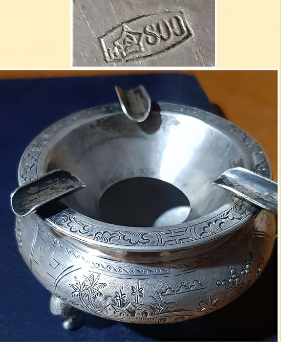 Пепельница ссср Серебро 800 пробы Вес 115 грамм По Цене за 1 грамм