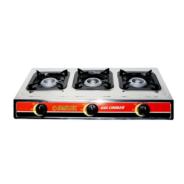 Aragaz portabil inox cu 3 arzatoare, aprindere quartz