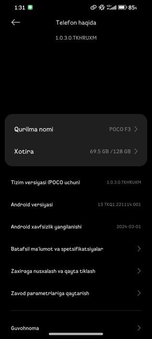 Pocco f3 holati yaxshi