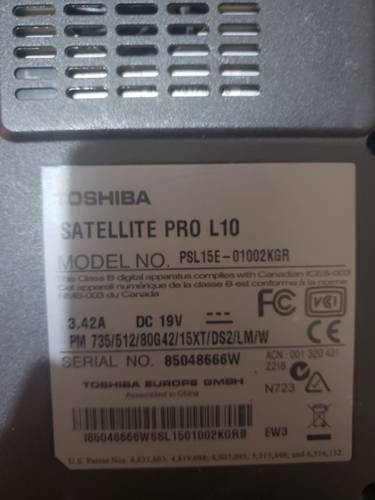 Продам ноутбук TOSHIBA satellite pro L-10 диагональ 15