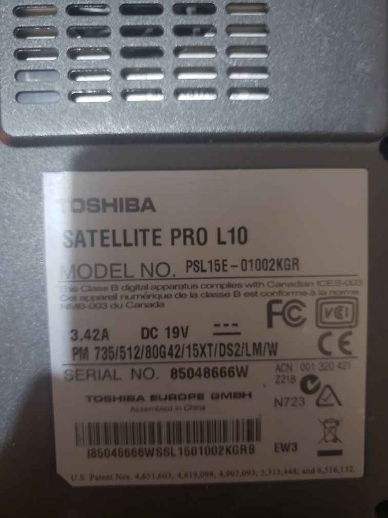 Продам ноутбук TOSHIBA satellite pro L-10