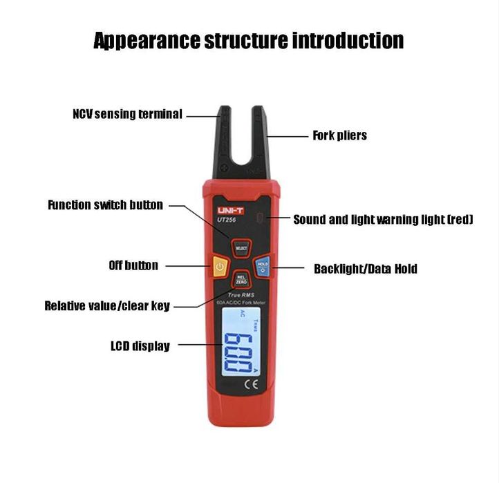 Uni T UT256 cleste ampermetric clampmetru multimetru tip furca