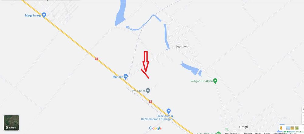 Vand Teren intravilan 2500 mp, 30 e/mp, 15 km de Bucuresti, 10 m desch