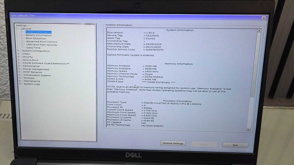 Laptop core i5 gen 8 - Dell Latitude 7390 - functional perfect