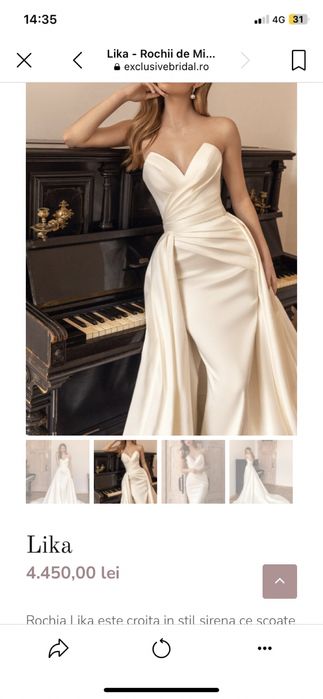 Rochie mireasă tip sirenă , marime xs-s