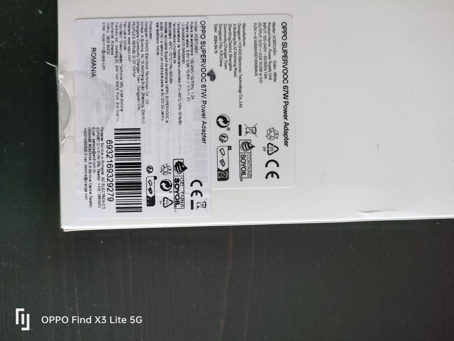 Încărcător original Super Vooc 67w OPPO sigilat