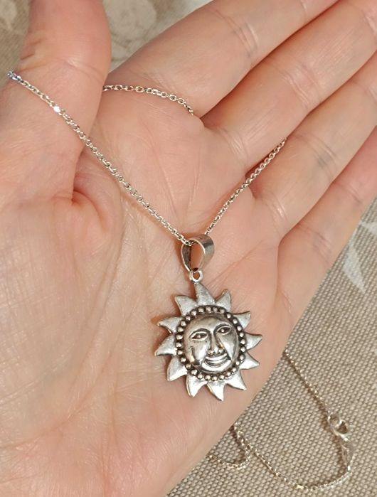 Colier cu soare din argint 925 ( lanț și pandant )