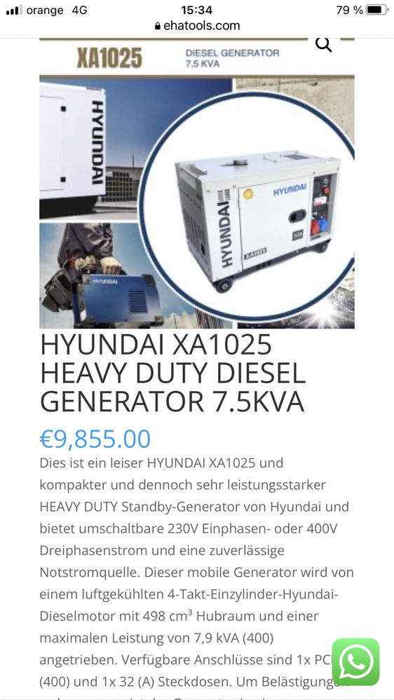 Generator HYUNDAI XA1025