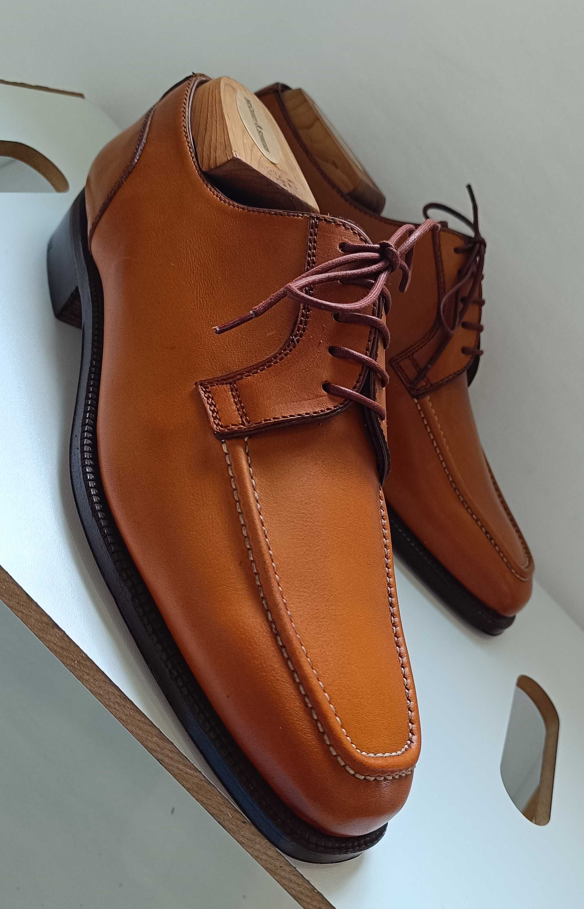 Pantofi derby 40.5 41 split toe de lux lucrati manual Campanile NOI