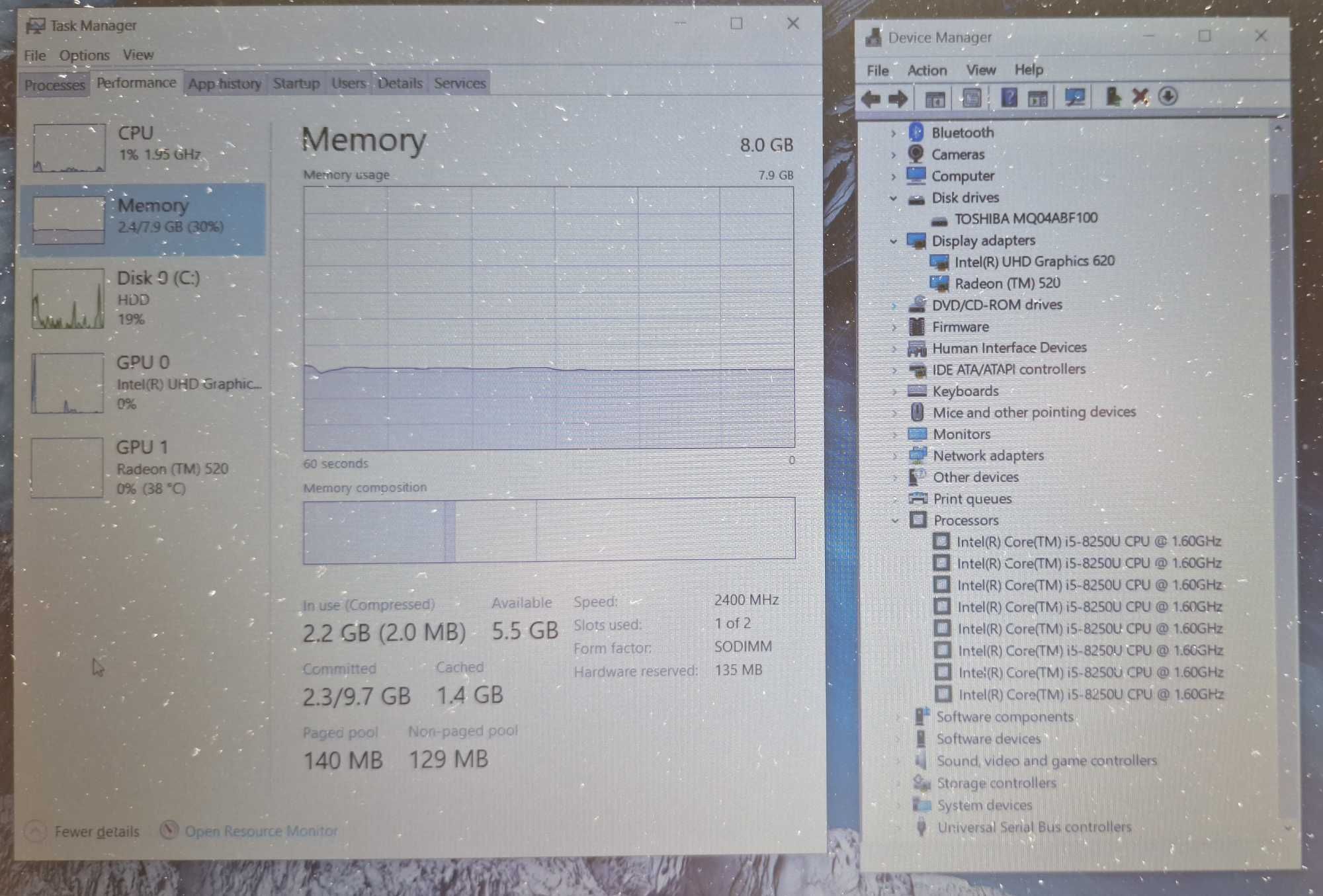 15.6' Dell Intel Core i5-8250u/8GB DDR4/AMD Radeon 520M 2GB GDDR5/1000