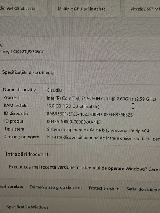 Laptop Asus tuf gaming fx505gt