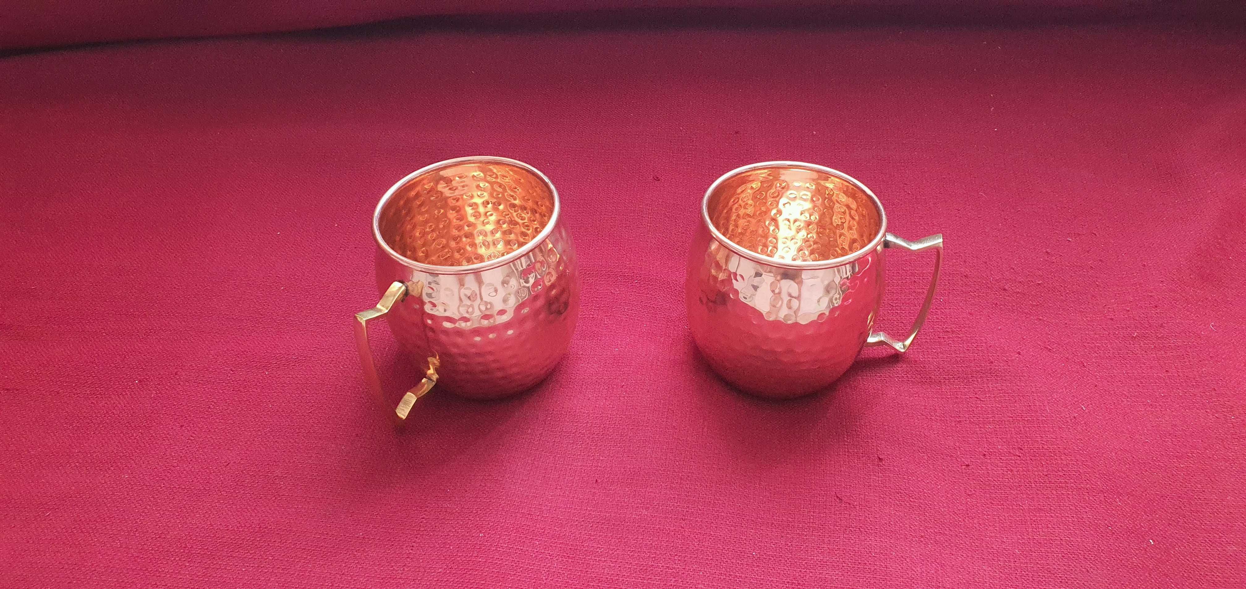 Нови медни чаши с дръжки, 100% чист мед, Moscow Mule, 2 броя в цената!